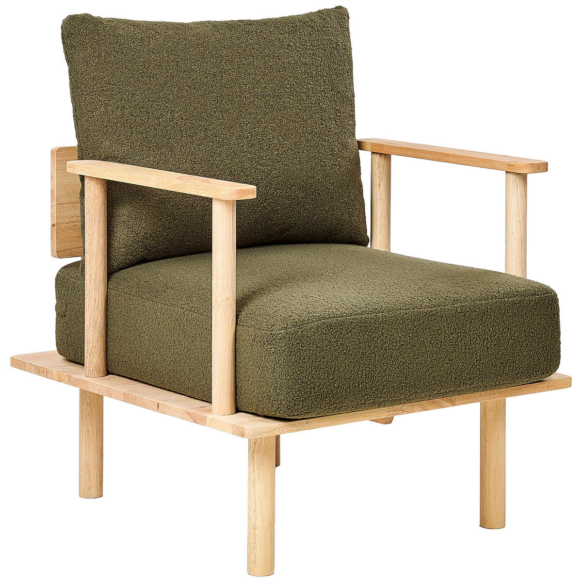 SESSEL Dunkelgrün Asker - Dunkelgrün/Braun, Textil (70/87/74cm) - Beliani