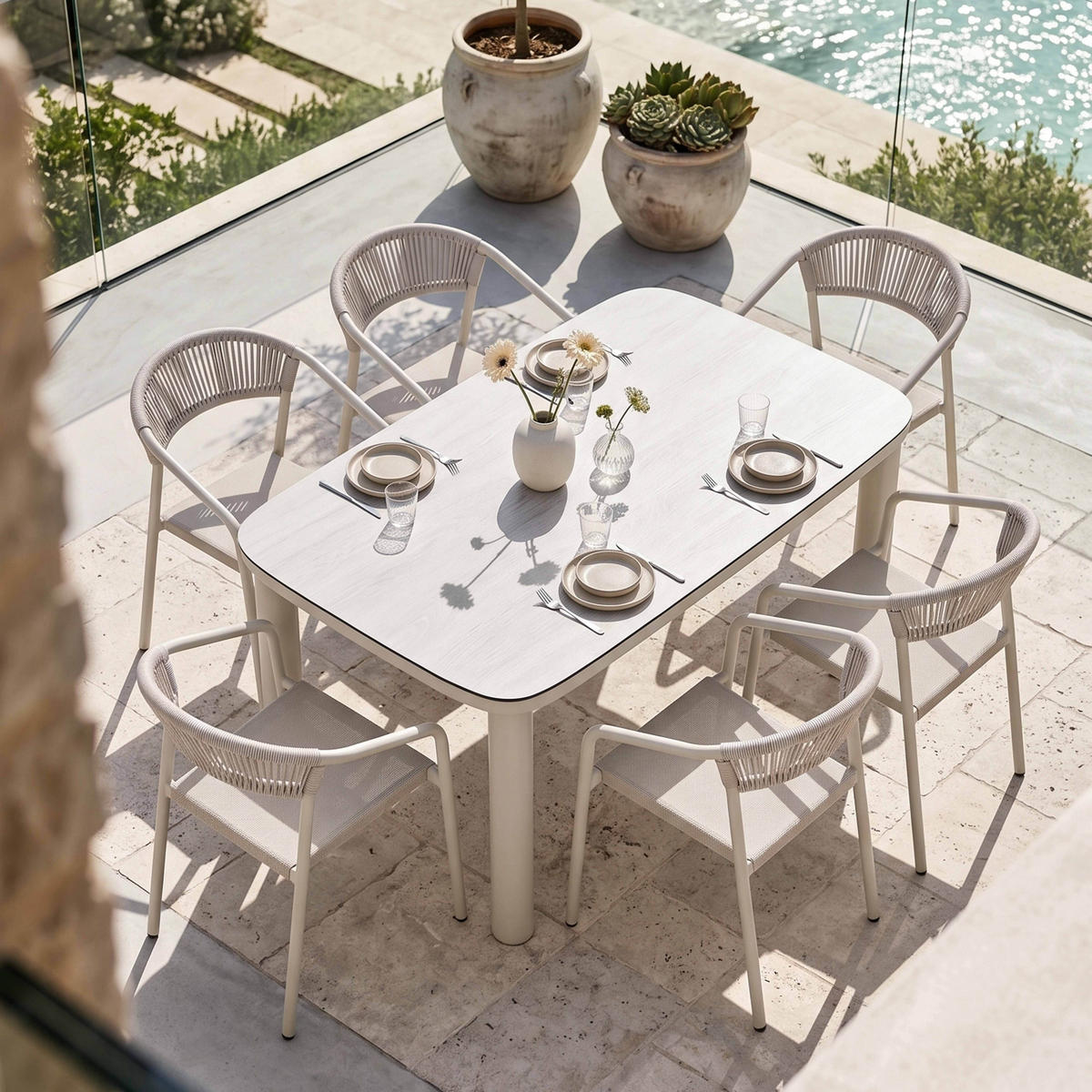 GARTENSTUHL, Nocera, beige - Beige, Metall (59.5/79/55cm) - Oviala