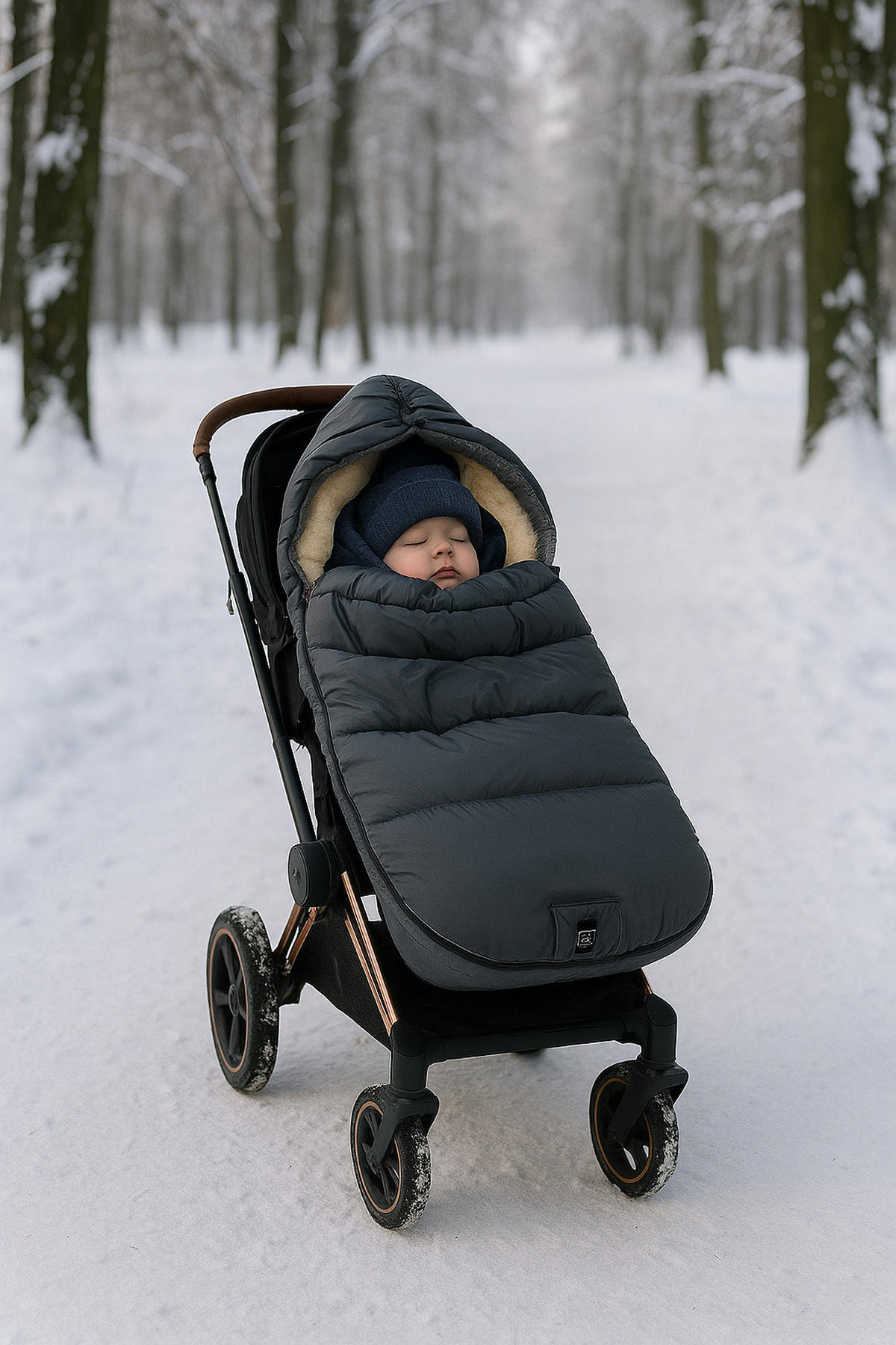 KINDERWAGENFUSSSACK Sheep mit Lammfelleinlage, anthracite - Grau, Textil/Fell (45/100cm) - Kaiserbaby