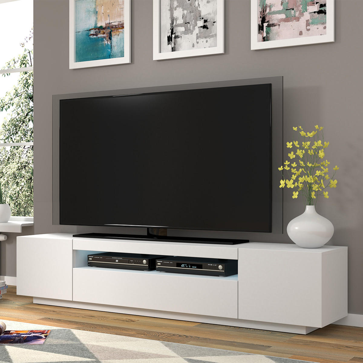 TV-MÖBEL Aurus Weiß - Weiß, Holzwerkstoff (200/36/37cm) - Petits-meubles