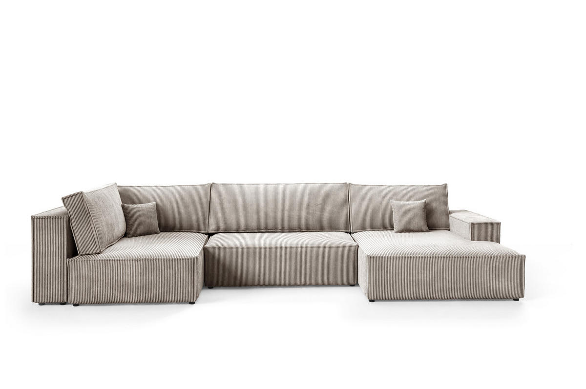 WOHNLANDSCHAFT Pablo Maxi mit Schlaffunktion Beige Cord - Beige, Textil (397/85/148cm) - Bromarkt