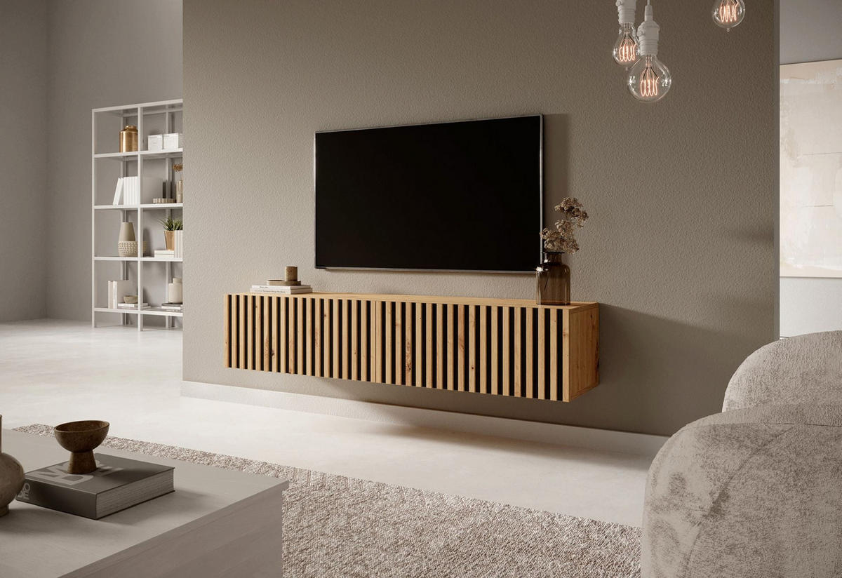 TV-HÄNGEBOARD Telire Eiche / Schwarz 138/30/32 cm - Schwarz/Eiche Artisan, Holzwerkstoff (138.6/30/31.6cm) - Selsey