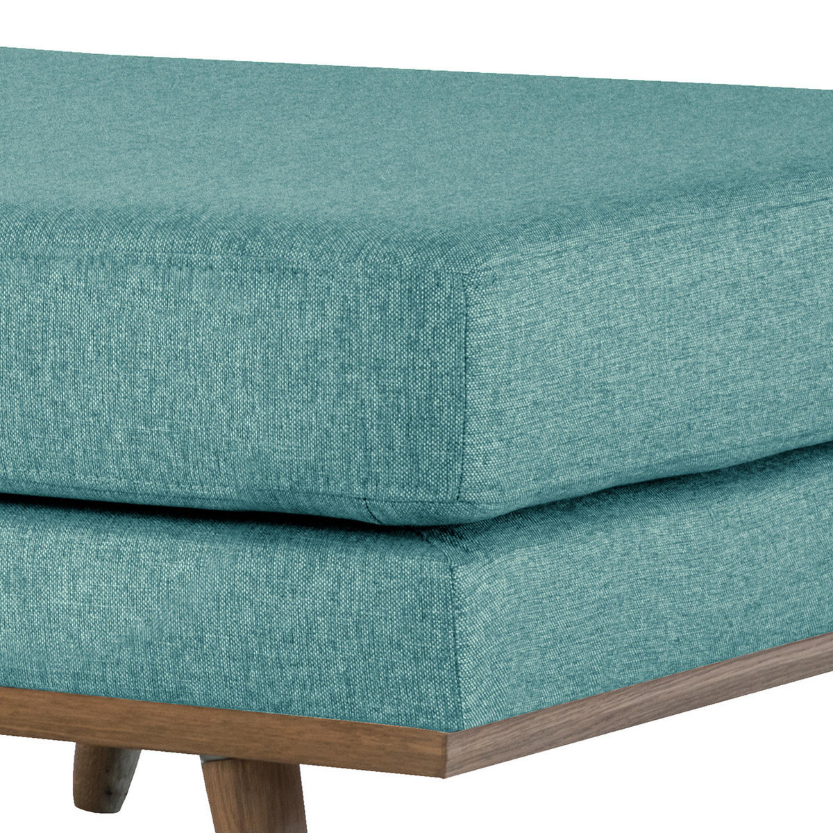 POLSTERHOCKER - Eichefarben/Petrol, Eichenholz/Textil (85/43/60cm) - home24