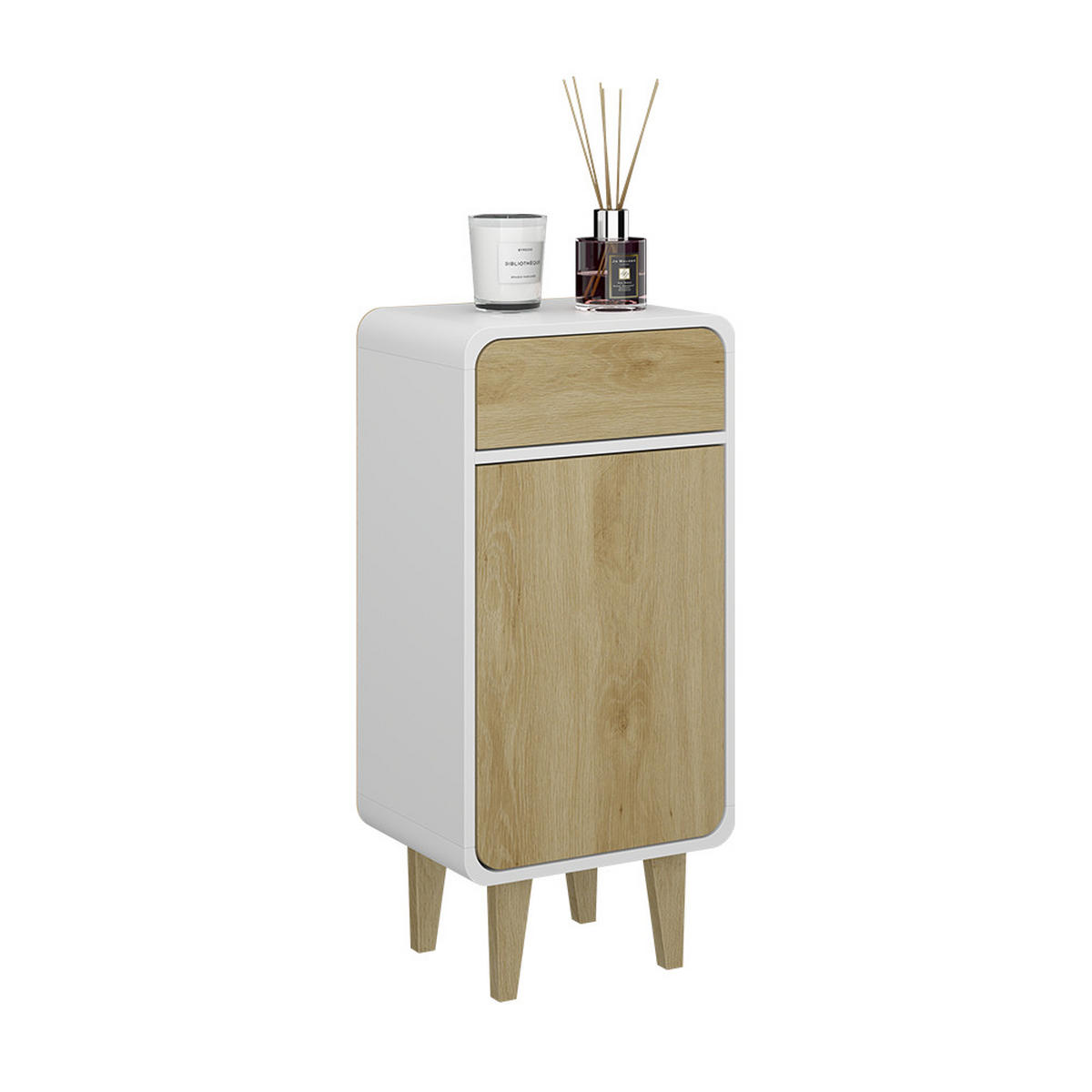 MIDISCHRANK Arla Weiß/Eiche 40 x 81 cm - Eichefarben/Weiß, Holzwerkstoff (40/81/30cm) - Vicco