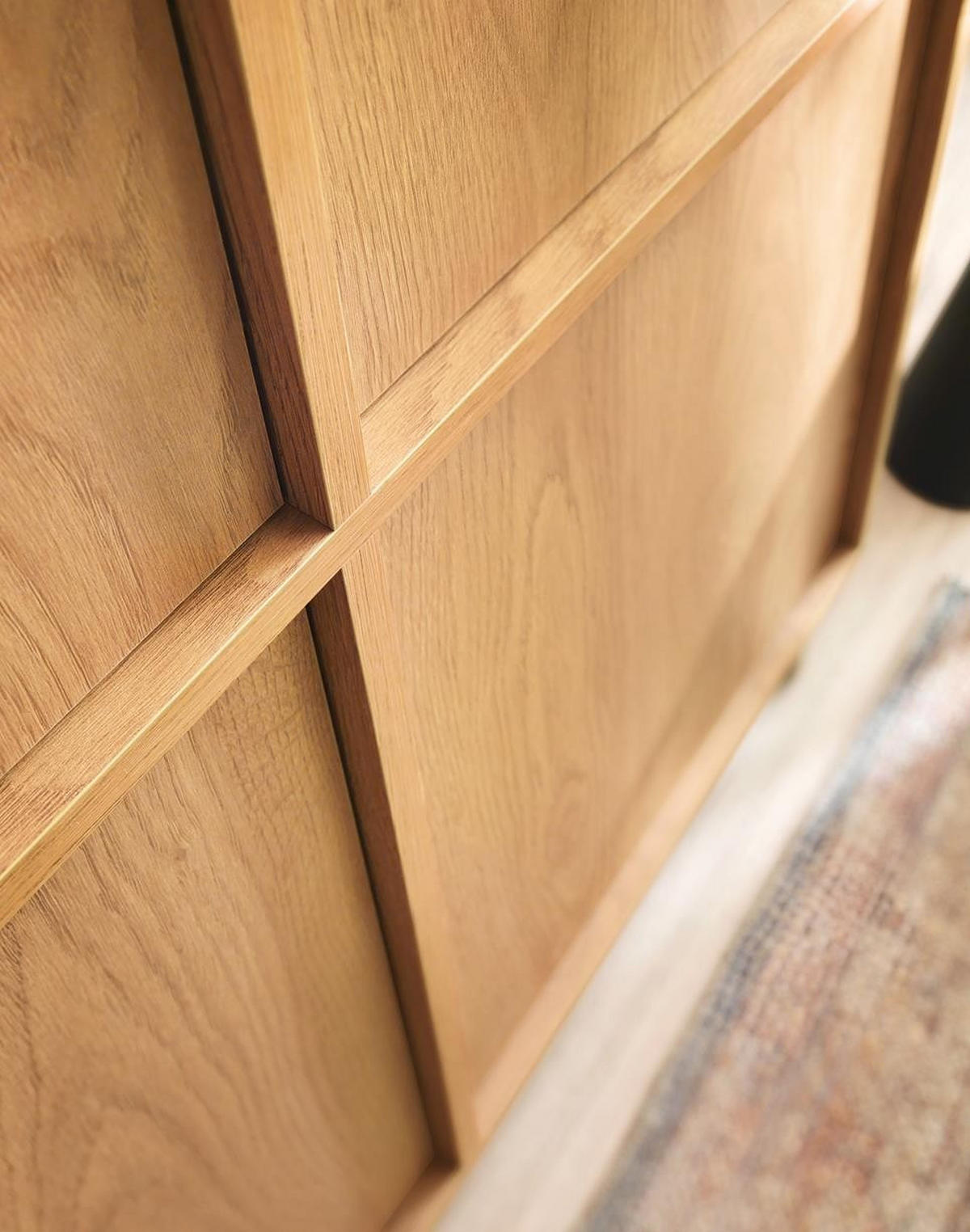 SUNA Highboard Japandi Design Kommode Eiche Caramel grifflos 124 cm hoch - Braun, Holzwerkstoff (98/124/39cm) - Bettso