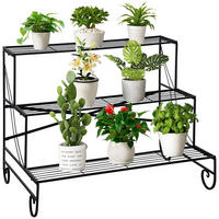 BLUMENSTÄNDER DE-05342 3 Stufen, Metall Schwarz - Schwarz, Metall (95/63/72cm) - ComfortXL