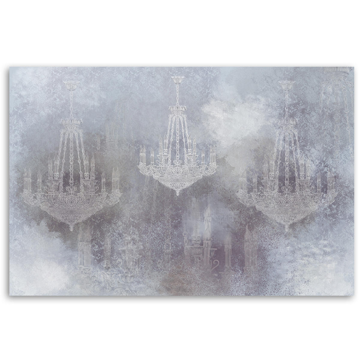 WANDBILD kronleuchter - Türkis, Textil (60/40cm) - Feeby