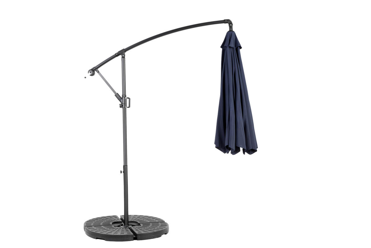 AMPELSCHIRM aus Stahl 294x294x250 cm in Blau mit Kurbel & Neigefunktion - Blau, Metall (294/294cm) - Modfu
