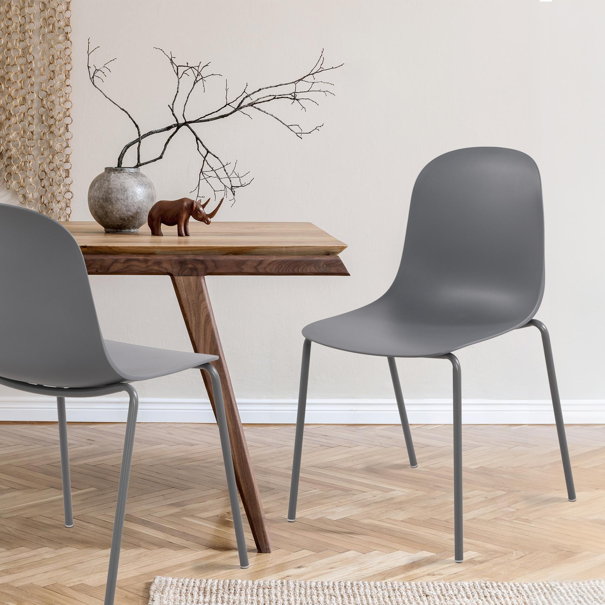 STAPELSTUHL Kunststoff dunkelgrau - Dunkelgrau, Kunststoff/Metall (51/85/53cm) - CLP