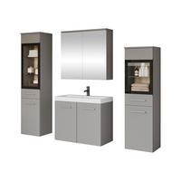 BADMÖBEL-SET Madrit II - Greige/Silberfarben, Holzwerkstoff/Kunststoff (132/132/30cm) - MIRJAN24