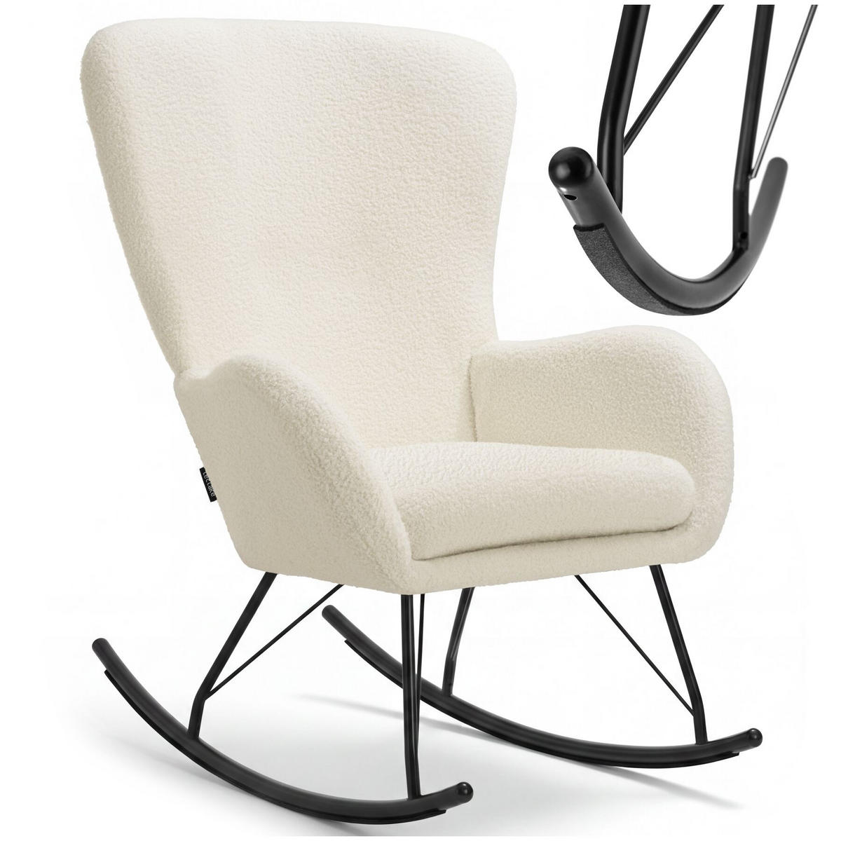 SCHAUKELSTUHL Swing, 70 x 93 x 100 cm, Belastbarkeit 120 kg, creme/schwarz - Creme/Schwarz, Kunststoff (70/100/93cm) - tectake