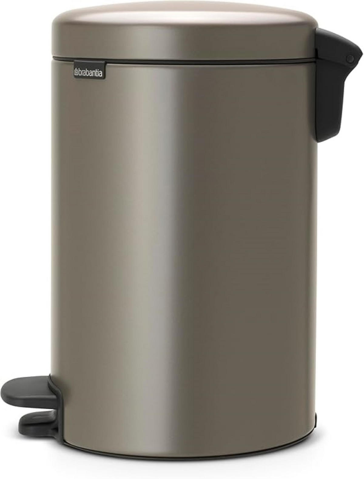 MÜLLEIMER klassisch Mit Soft Verschluss 12 Liter 41,1 x 25,1 x 33,8 cm Metall Platin - Grau, Metall (25.1/41.1/33.8cm) - PROREGAL