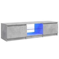 LOWBOARD mit LED und 2 Türen, 140/40/60cm, aus Holzwerkstoff, in Betongrau - Hellgrau/Grau, Holz (40/36/140cm) - vidaXL