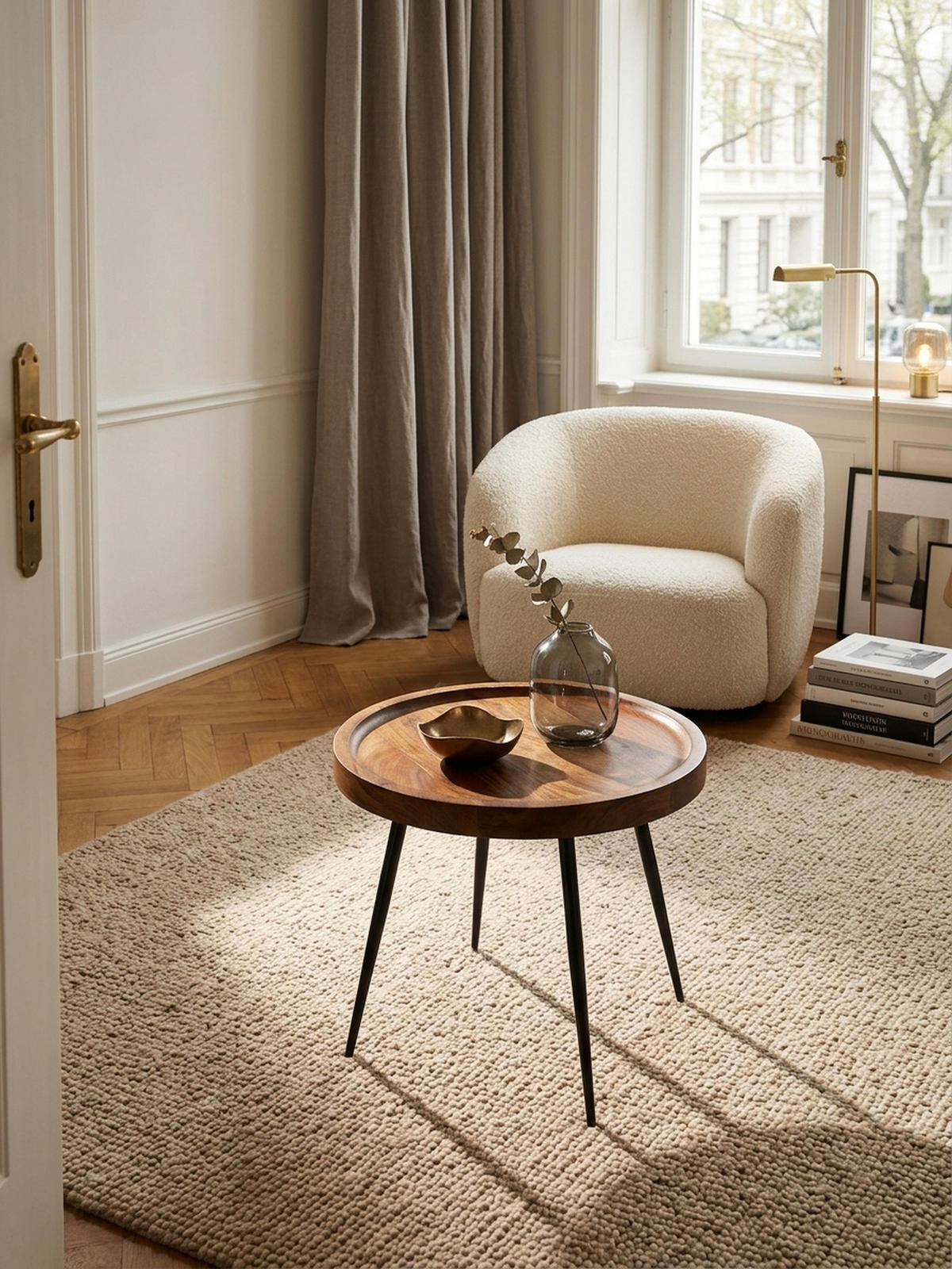 BEISTELLTISCH – Massivholz Metall 50 kg belastbar Industrial - Schwarz/Braun, Holz/Metall (46/46/40cm) - KADIMA DESIGN