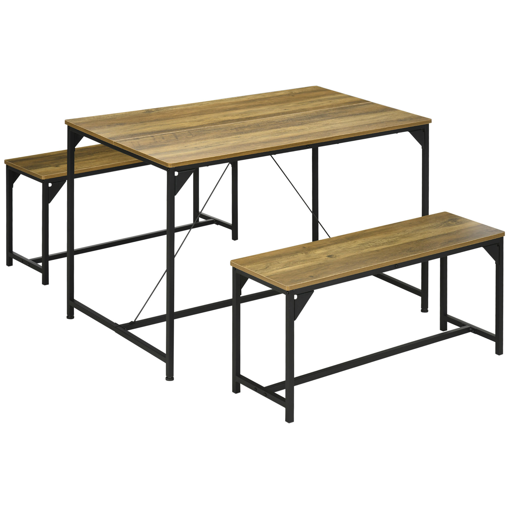 ESSGRUPPE, Spanplatte, Stahl, Naturholz - Naturfarben, Kunststoff (70/75/120cm) - HOMCOM