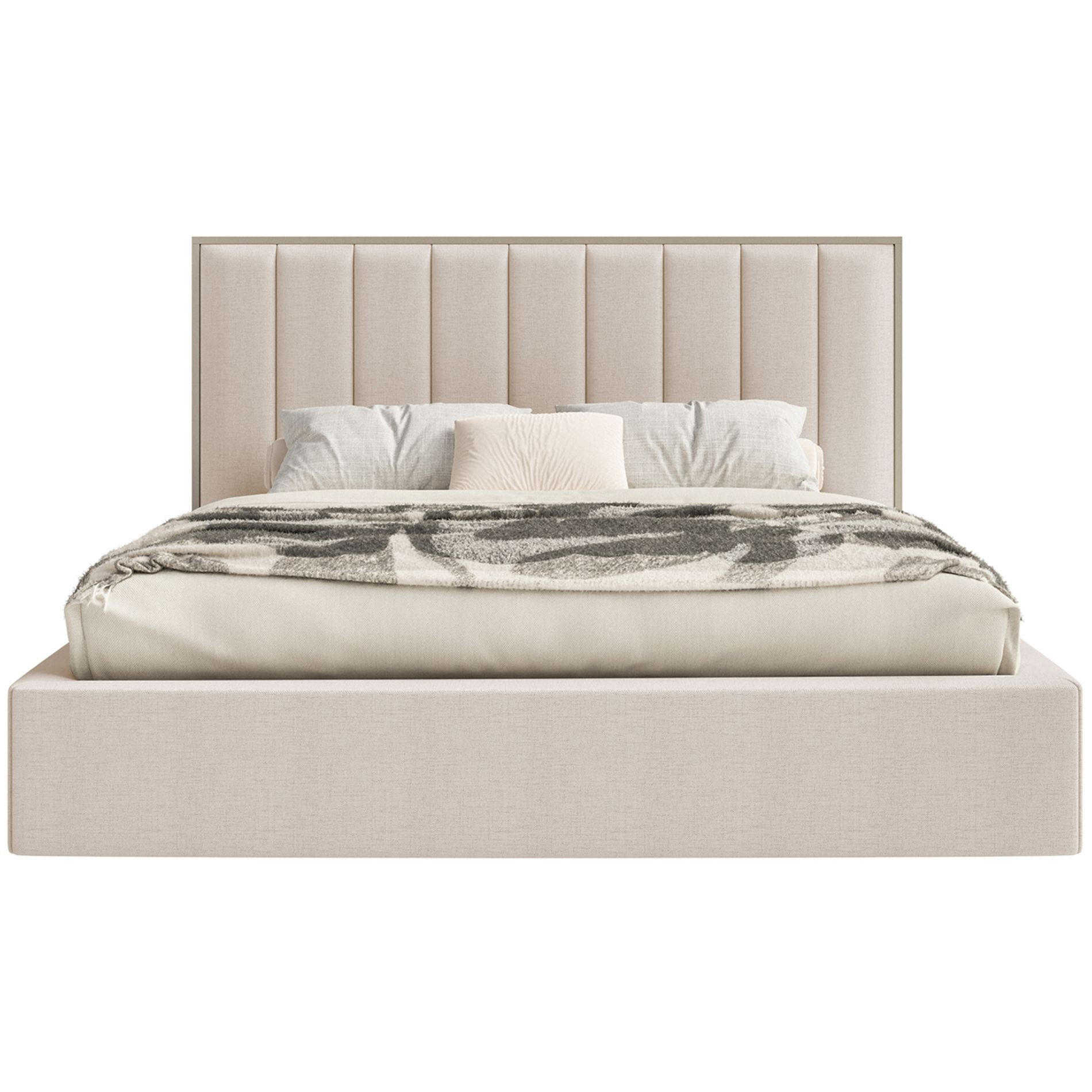 POLSTERBETT Togents Beige mit Chenillebezug, Bettkasten und LED, 160x200 cm - Beige, Textil (160/200cm) - Selsey