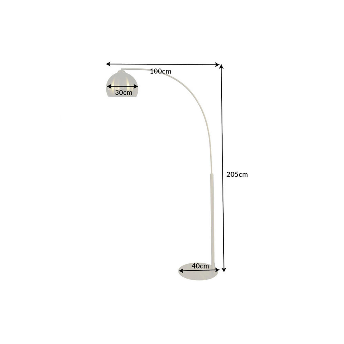 STEHLEUCHTE LOUNGE DEAL Metall Gold 205 cm - Goldfarben, Metall (40/100/205cm) - riess-ambiente