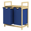 WÄSCHEKORB Bambus Dunkelblau - Blau, Holz (33/73/63cm)