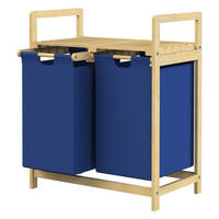 WÄSCHEKORB Bambus Dunkelblau - Blau, Holz (33/73/63cm)