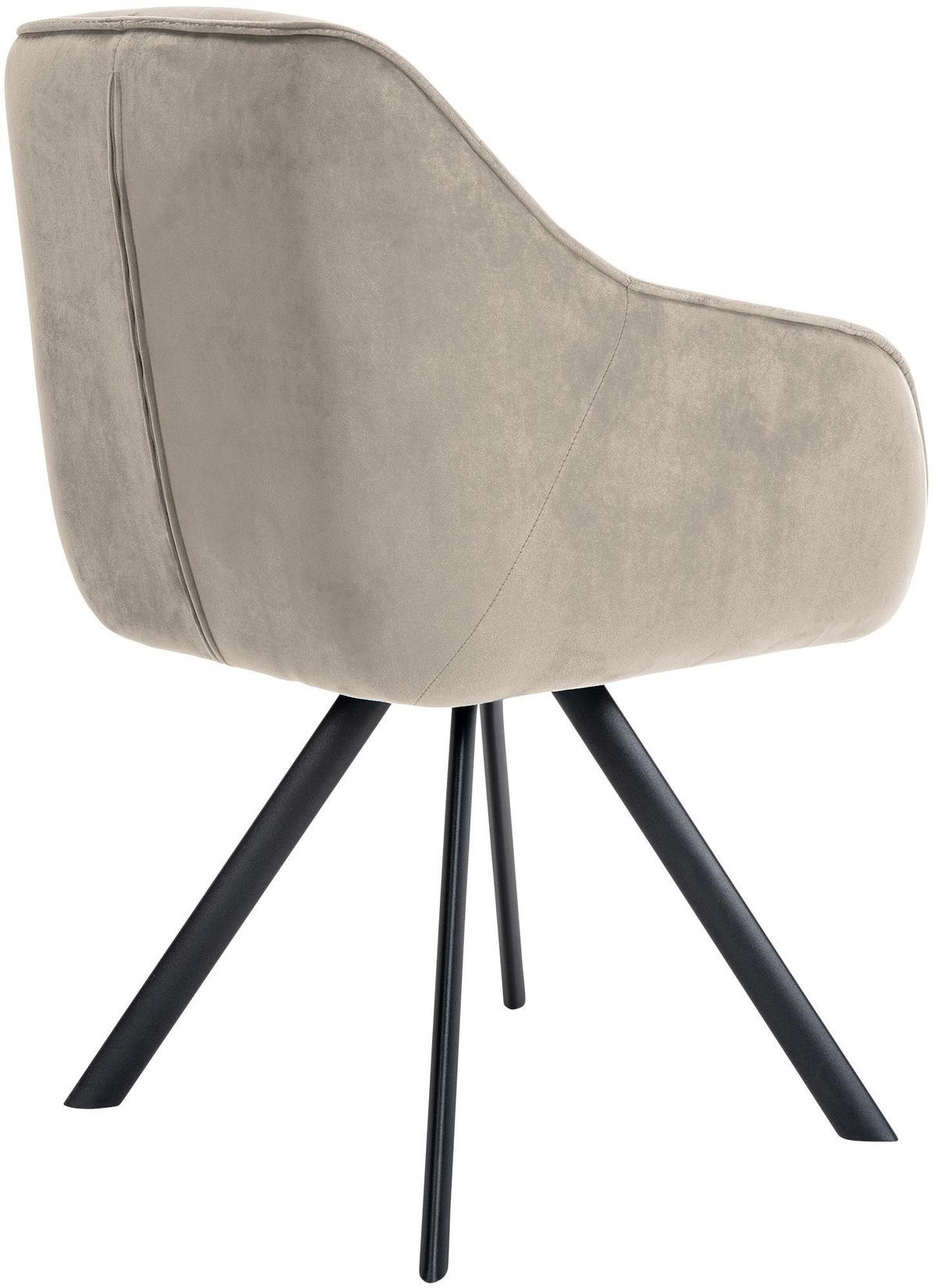 ARMLEHNENSTUHL Samt grau - Schwarz/Grau, Textil/Metall (57/90/63cm) - CLP