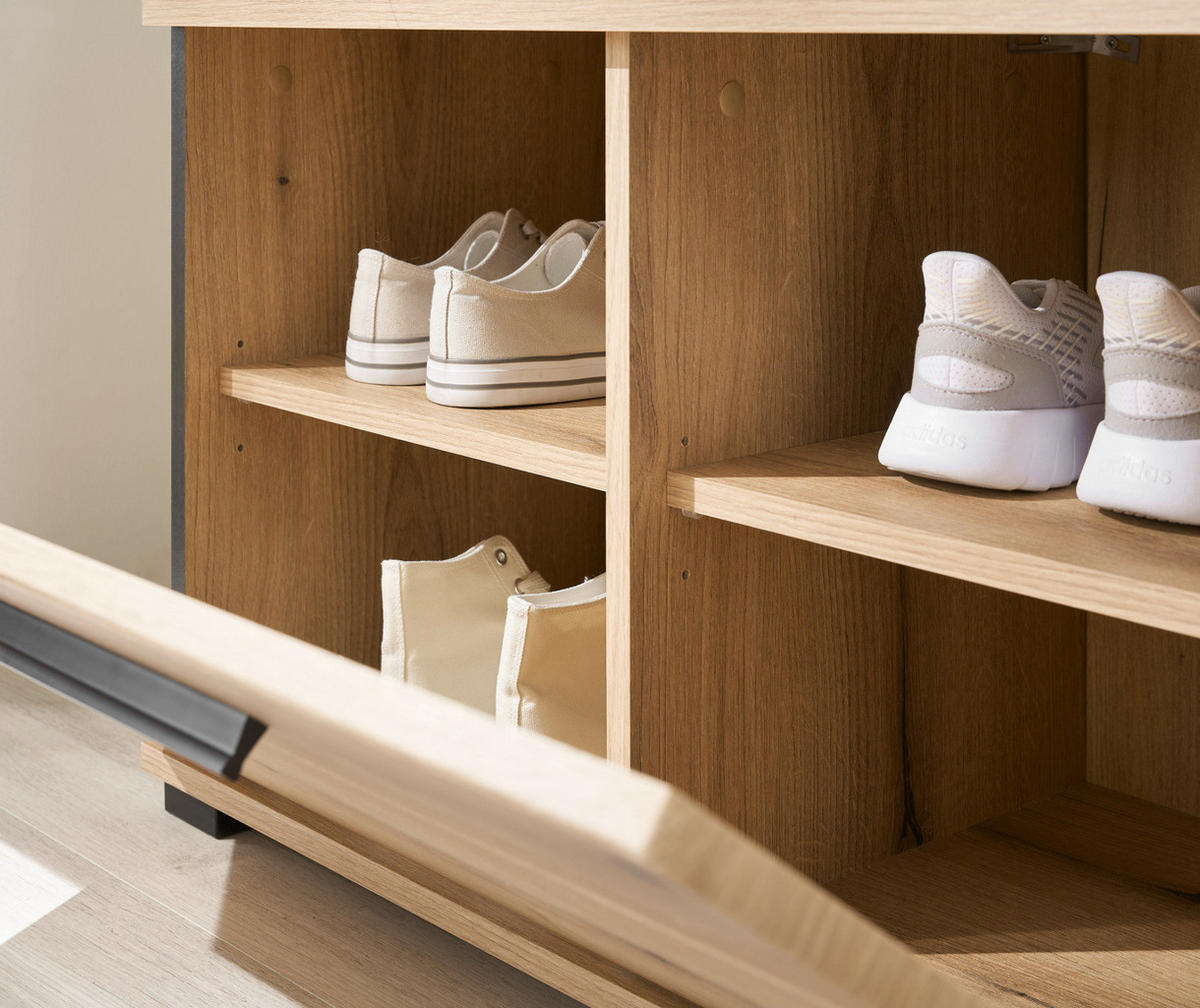 GARDEROBENBANK Evoke Eiche 80 cm, Sitzbank mit Stauraum - Eichefarben/Schwarz, Holzwerkstoff/Kunststoff (80/50/40cm) - Furn.Design