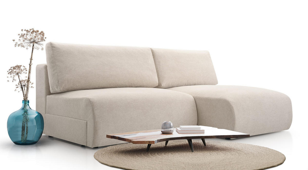 ECKSOFA mit Schlaffunktion Ripley, Creme - Creme, Textil (150/223cm) - Fedve