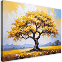 LEINWANDBILD 3D Goldener blühender Baum des Lebens 120x80cm - Gelb, Textil (120/80cm) - Feeby