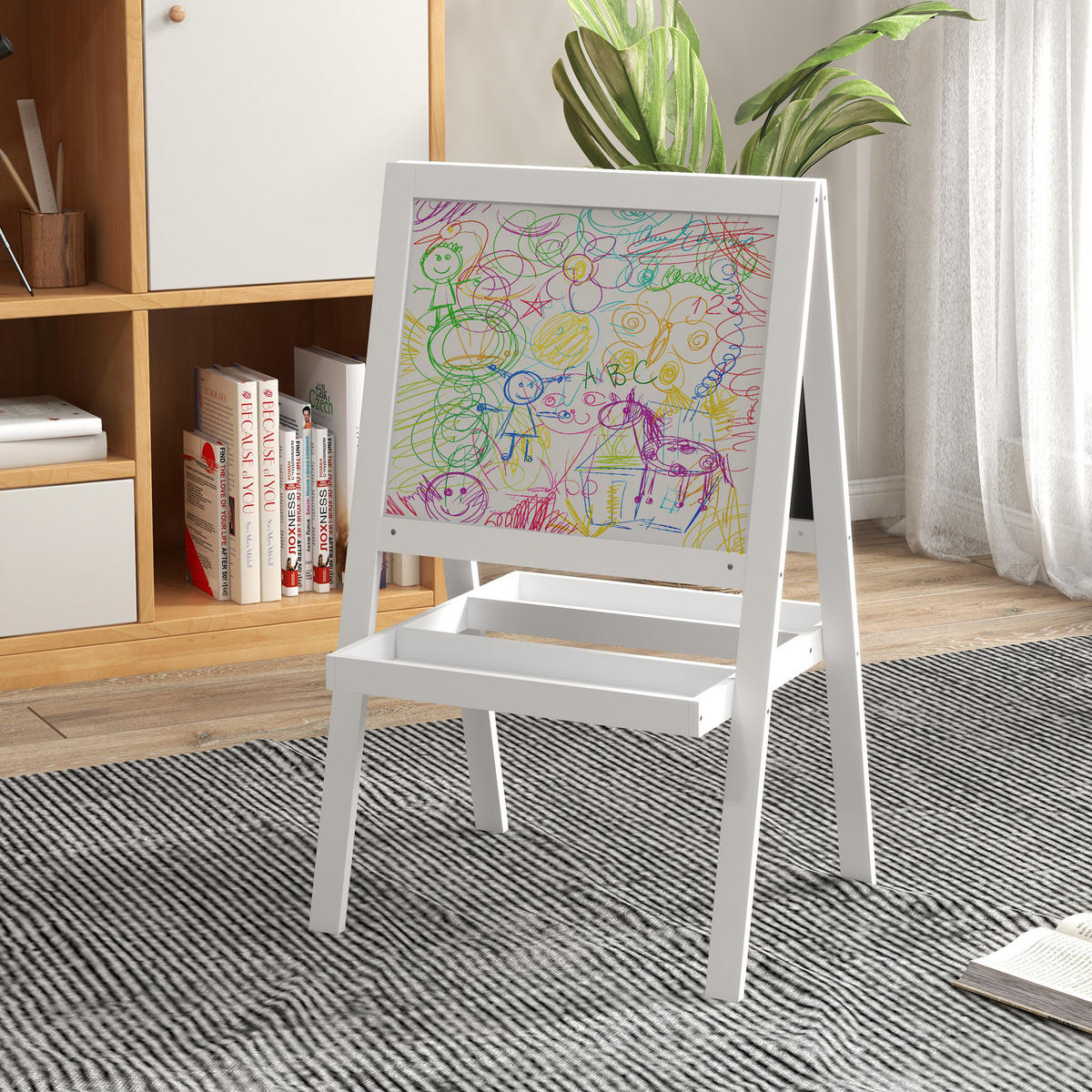 MALTAFEL DE-18182 2-in-1, magnetisch & Kreidetafel Weiß - Weiß, Holzwerkstoff (48/88/54cm) - ComfortXL