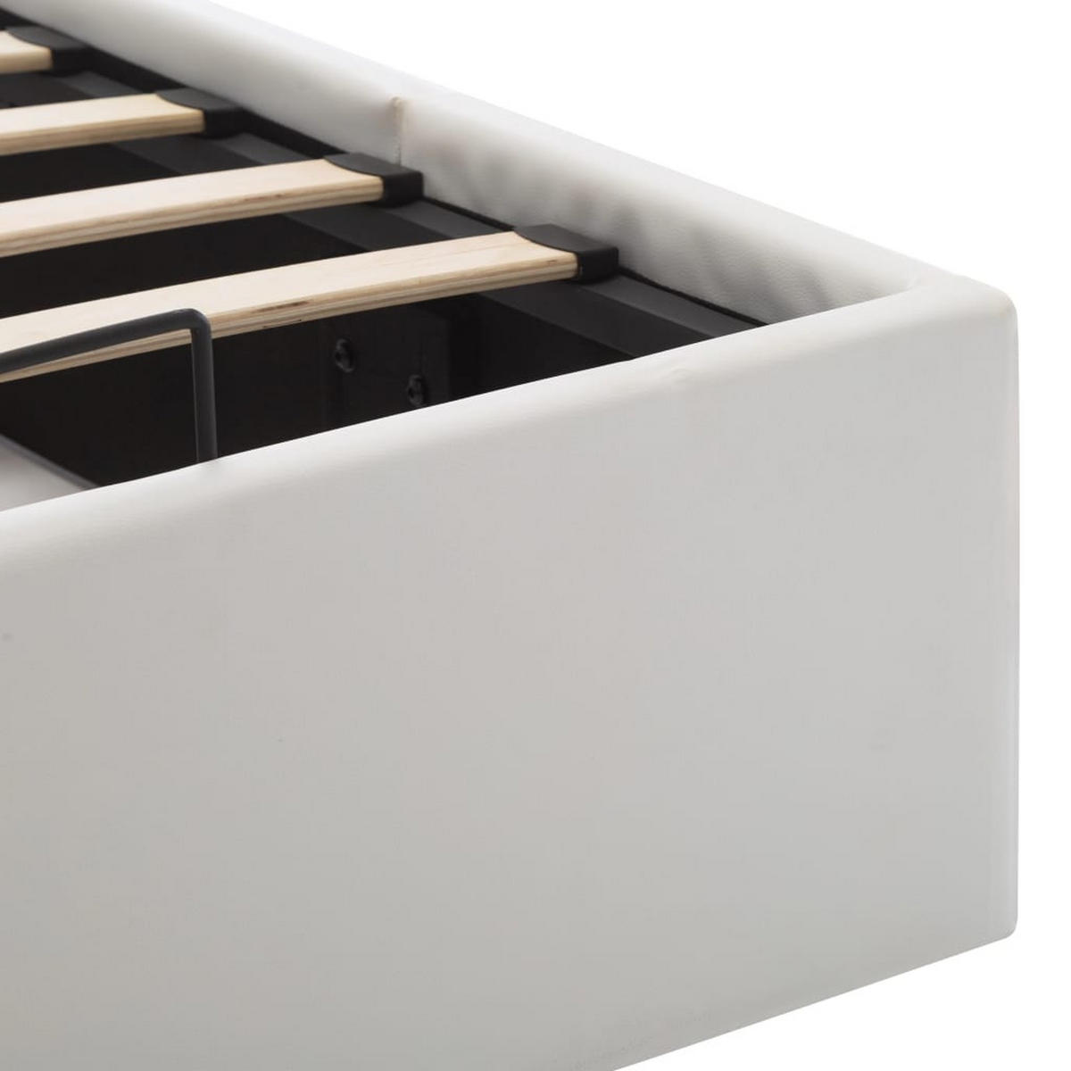 STAURAUMBETT Hydraulisch Weiß Kunstleder 140/200 Cm - Weiß, Leder - vidaXL