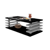 COUCHTISCH rechteckig Schwarz Hochglanz - Beton Ablage 120/40/60 cm - Schwarz Hochglanz/Hellgrau, Holzwerkstoff (60/120/40cm) - designimpex