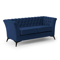 CHESTERFIELD-SOFA 2-sitzer Whitby Marineblau Samt mit schwarzen Füßen - Schwarz/Dunkelblau, Holz/Textil (175/78/82cm) - S-Style Möbel