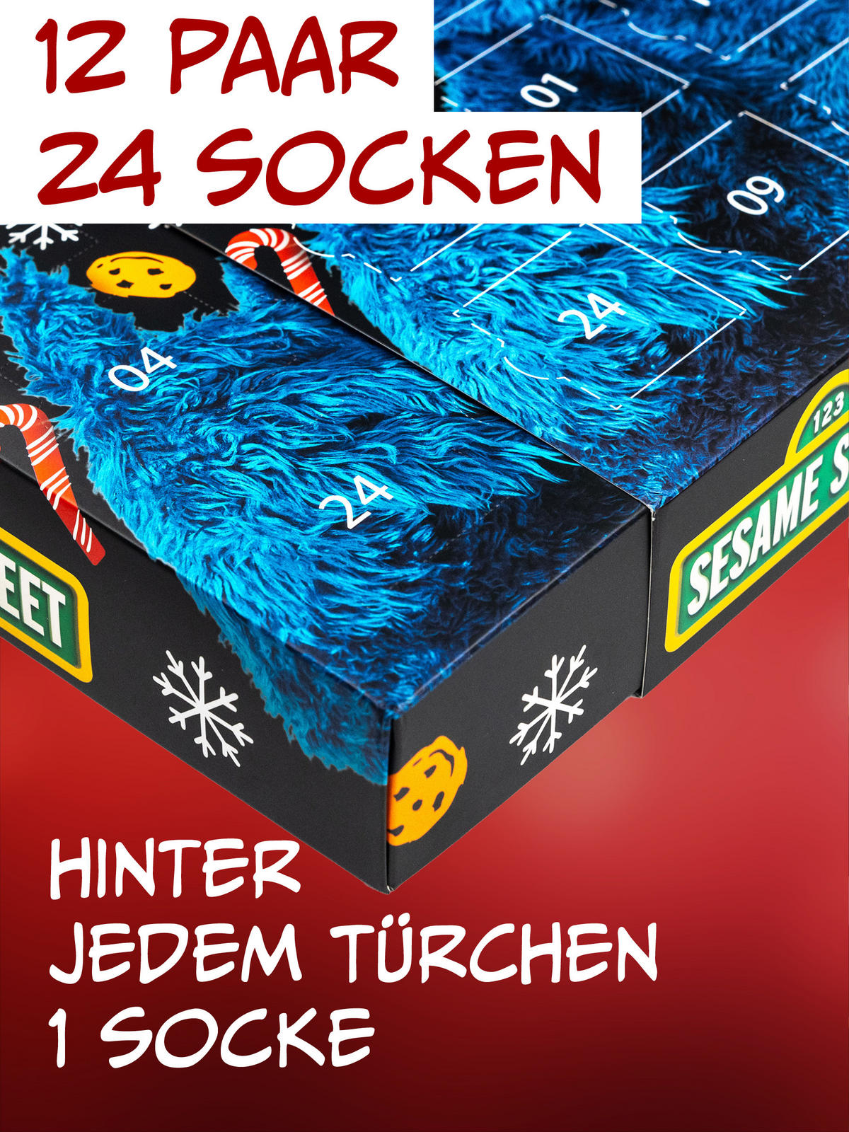 ADVENTSKALENDER Sesamstraße mit 12 Paar Socken Größe 40-45 - Multicolor, Textil (37/5/26.5cm) - United Labels