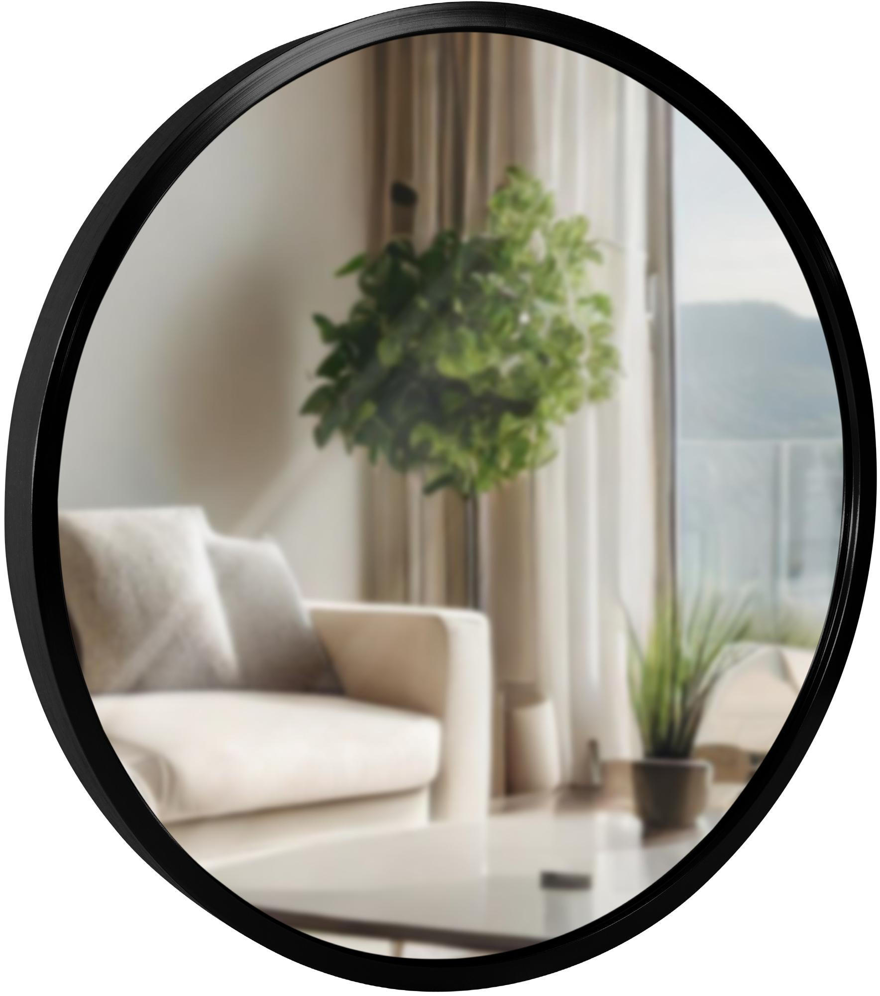 WANDSPIEGEL Gdansk Metall Schwarz Runder Spiegel - Schwarz, Metall (30/30/3cm) - DELUKE