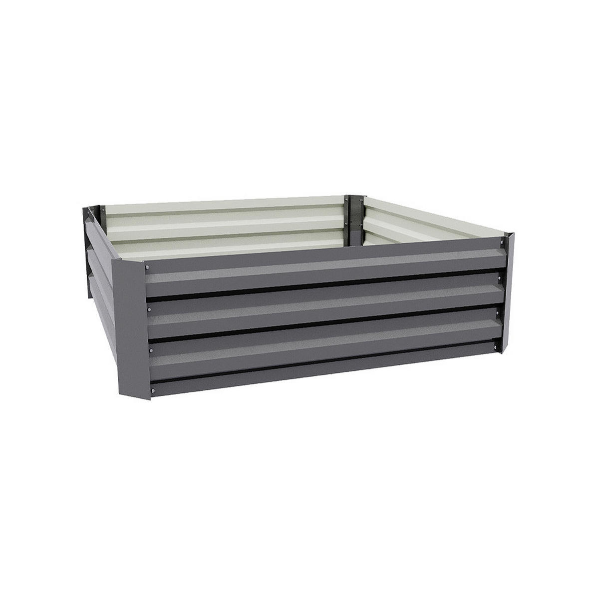 HOCHBEET-PFLANZKASTEN aus verzinktem Stahl in Grau Creme Quadratisch für Garten Balkon 100x100x30cm 4,85 kg - Grau, Metall (100/30/100cm) - Livingandhome