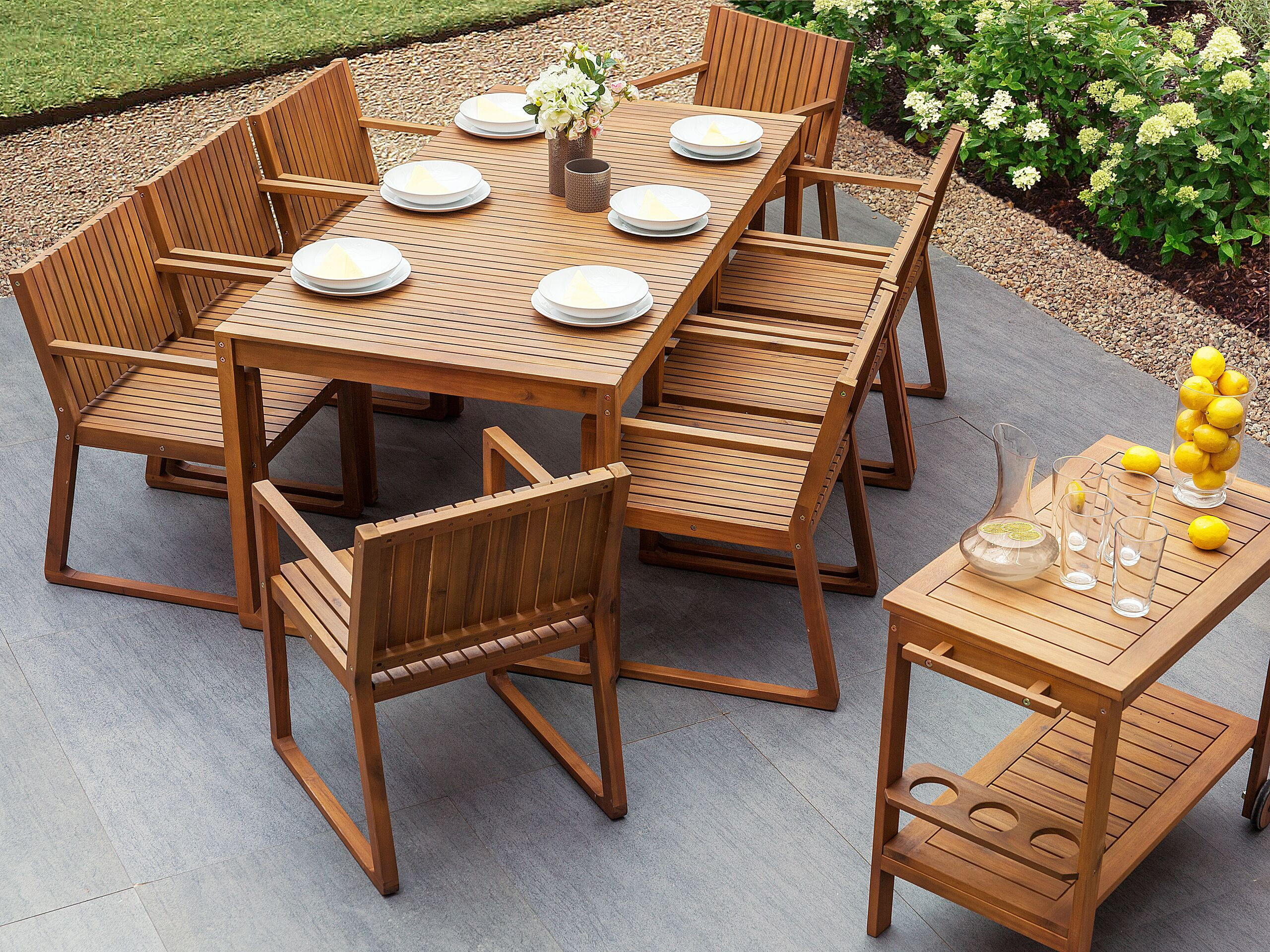 GARTENSTUHL Akazienholz hellbraun Sassari - Hellbraun, Holz (54/80/59cm) - Beliani