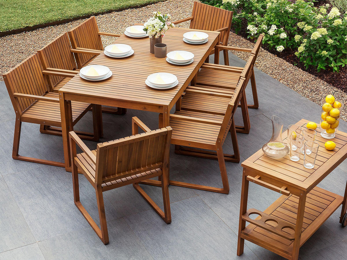 GARTENSTUHL Akazienholz hellbraun Sassari - Hellbraun, Holz (54/80/59cm) - Beliani