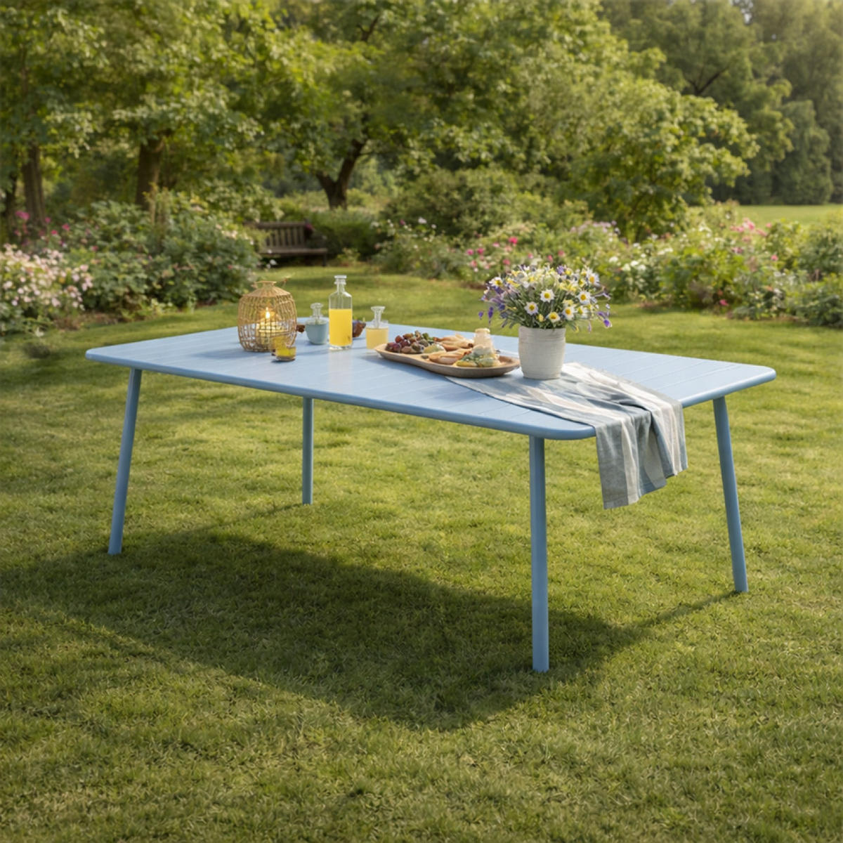 GARTENTISCH Bergame Blau für 8 Personen - Blau, Metall (200/80/72cm) - Concept Usine