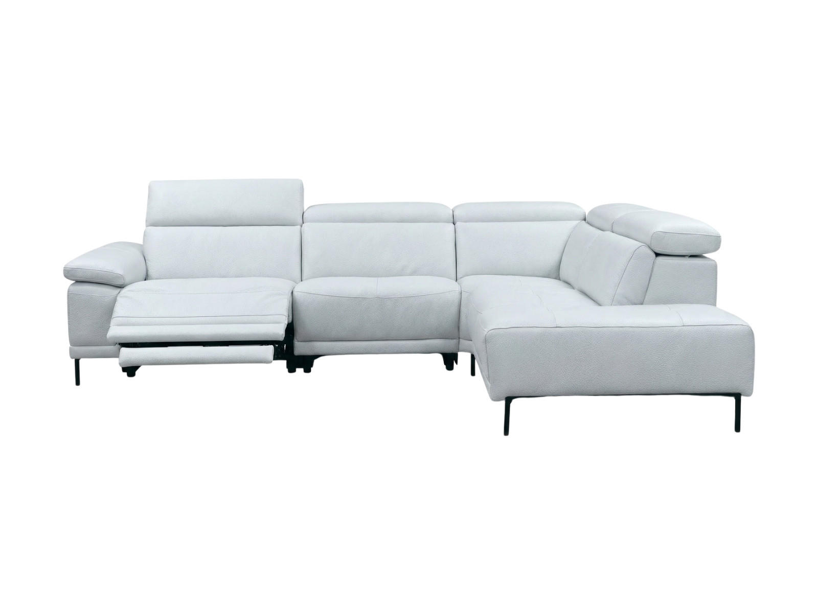 ECKSOFA Linus Echtleder mit 1 x Relaxfunktion Weiß - Weiß, Leder/Metall (262/220cm)