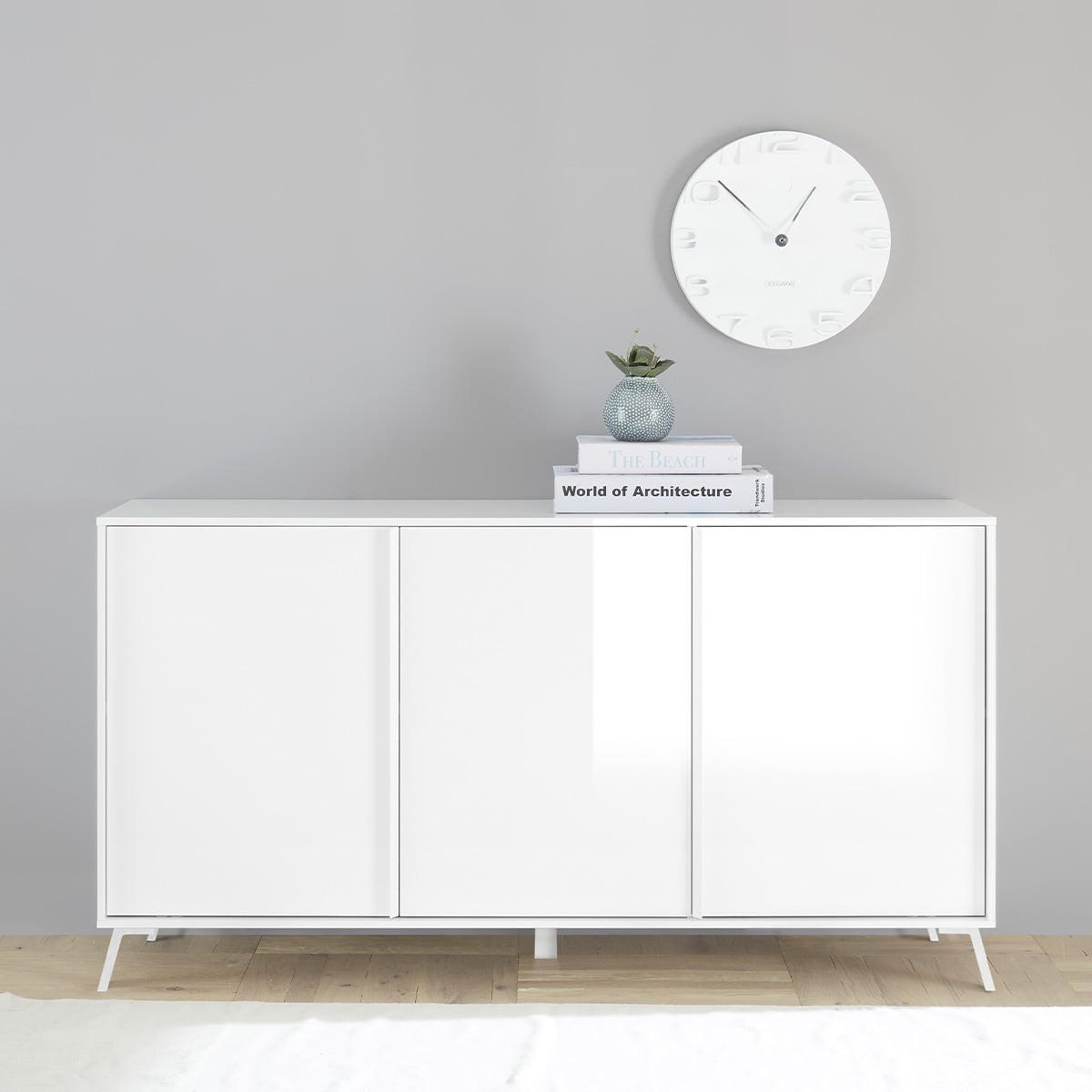 SIDEBOARD mit 3 Türen L156 cm - City - Weiß, Holzwerkstoff (40/84/156cm) - Calicosy