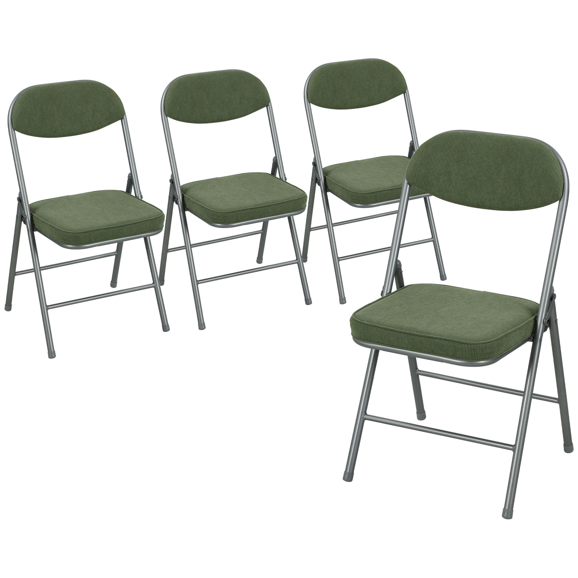 KLAPPSTUHL 4er Set Polyester Stahl Grün - Silberfarben/Grün, Textil/Metall (45/82/48.5cm) - HOMCOM