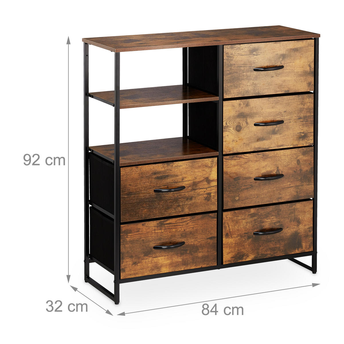 KOMMODE - Braun, Holz/Holzwerkstoff (84/92/32cm) - Relaxdays