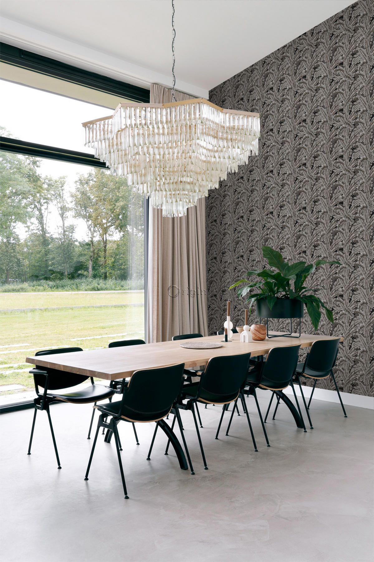 TAPETE Palmblätter 53 cm x 10.05 m - Grau, Papier (53/1000cm) - Origin Wallcoverings