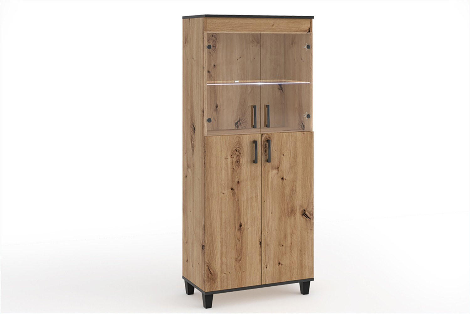 VITRINENSCHRANK CORTEZA 193 x 80 cm Eiche Artisan - Eiche Artisan, Holzwerkstoff (80/193/40cm) - MASSENO