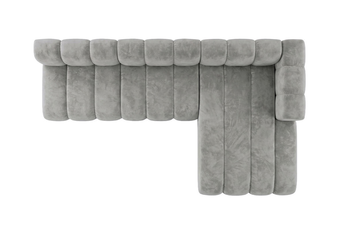 ECKSOFA Modulares In L-Form, Velvet-Stoff Riviera, Grau, Rechts, GRAND 295 cm - Grau, Holz (295/179cm) - Kaiser Möbel