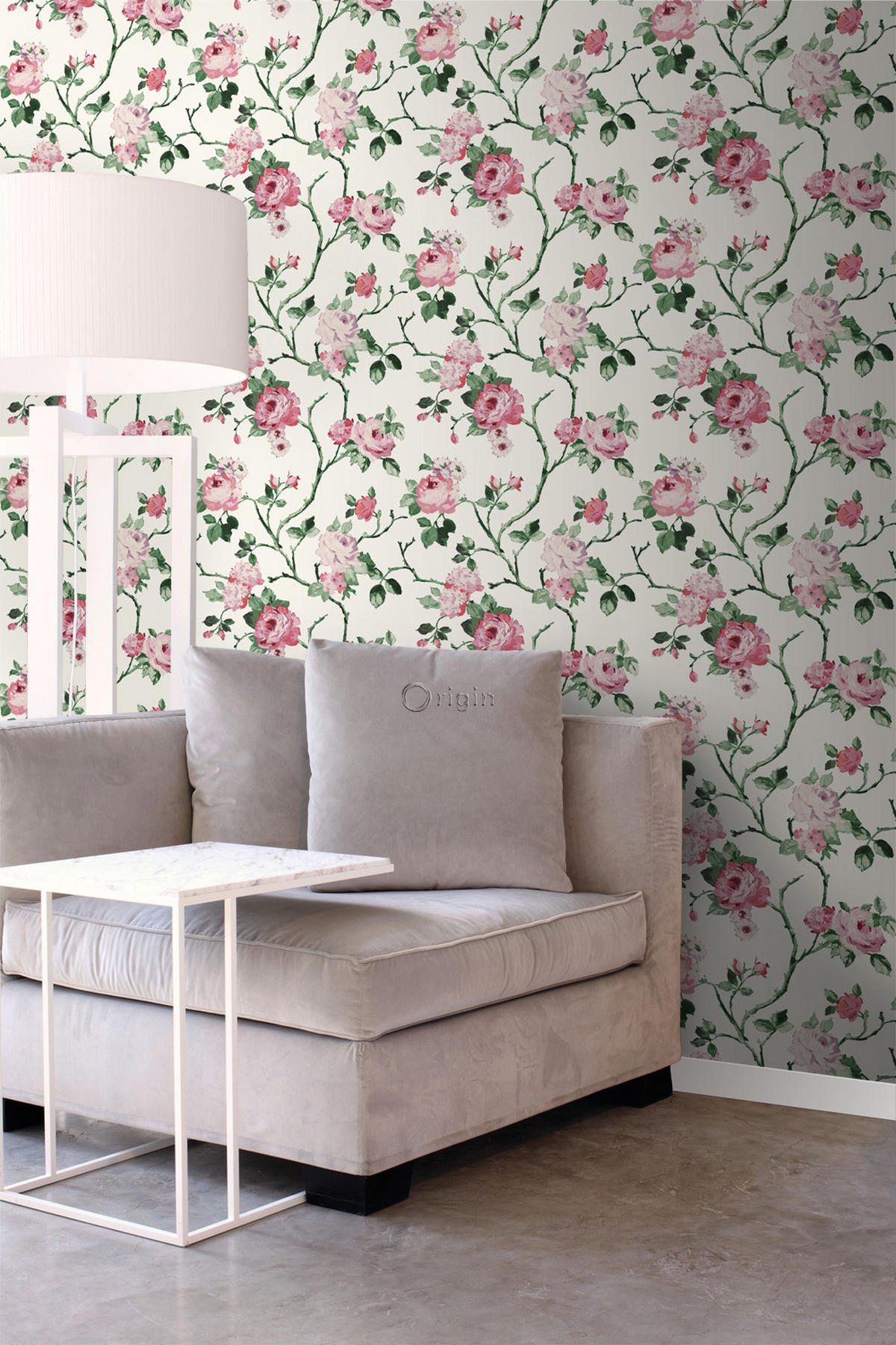 TAPETE Blumen 53 cm x 10.05 m - Pink, Papier (53/1000cm) - Origin Wallcoverings