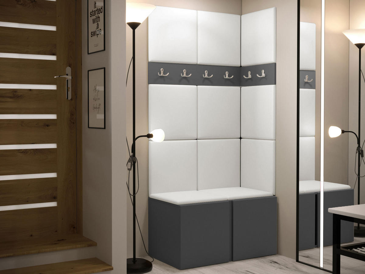 GARDEROBEN-SET Orion I - Graphitfarben/Weiß, Holzwerkstoff/Kunststoff (84/186/46cm) - MIRJAN24