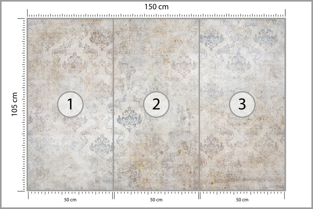 FOTOTAPETE für Schlafzimmer Vintage Ornamente Dekorativ 150x105 - Beige/Braun, Papier (150/105cm) - Muralo