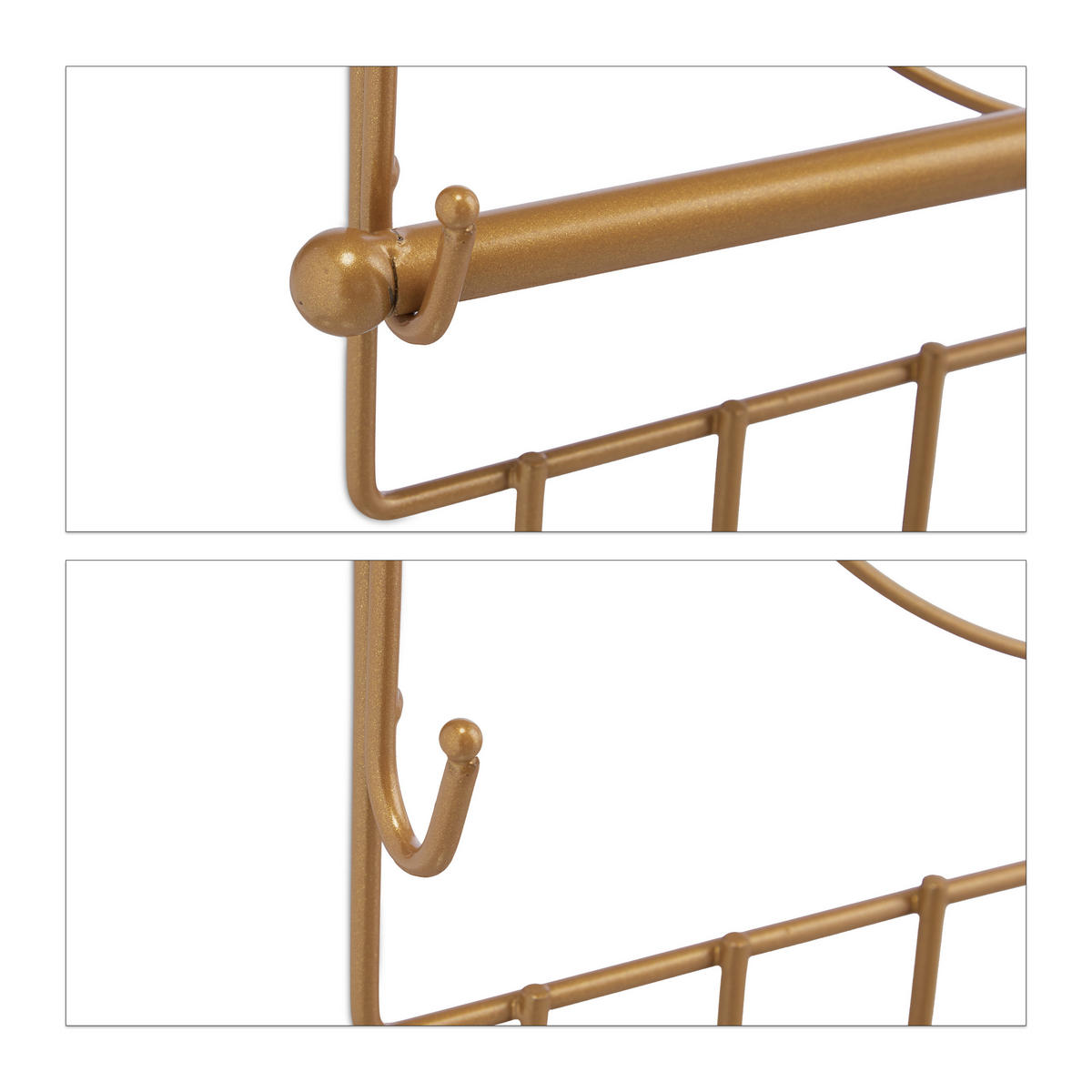 SCHMUCKHALTER Wand - Goldfarben, Metall (36.5/30/3.5cm) - Relaxdays