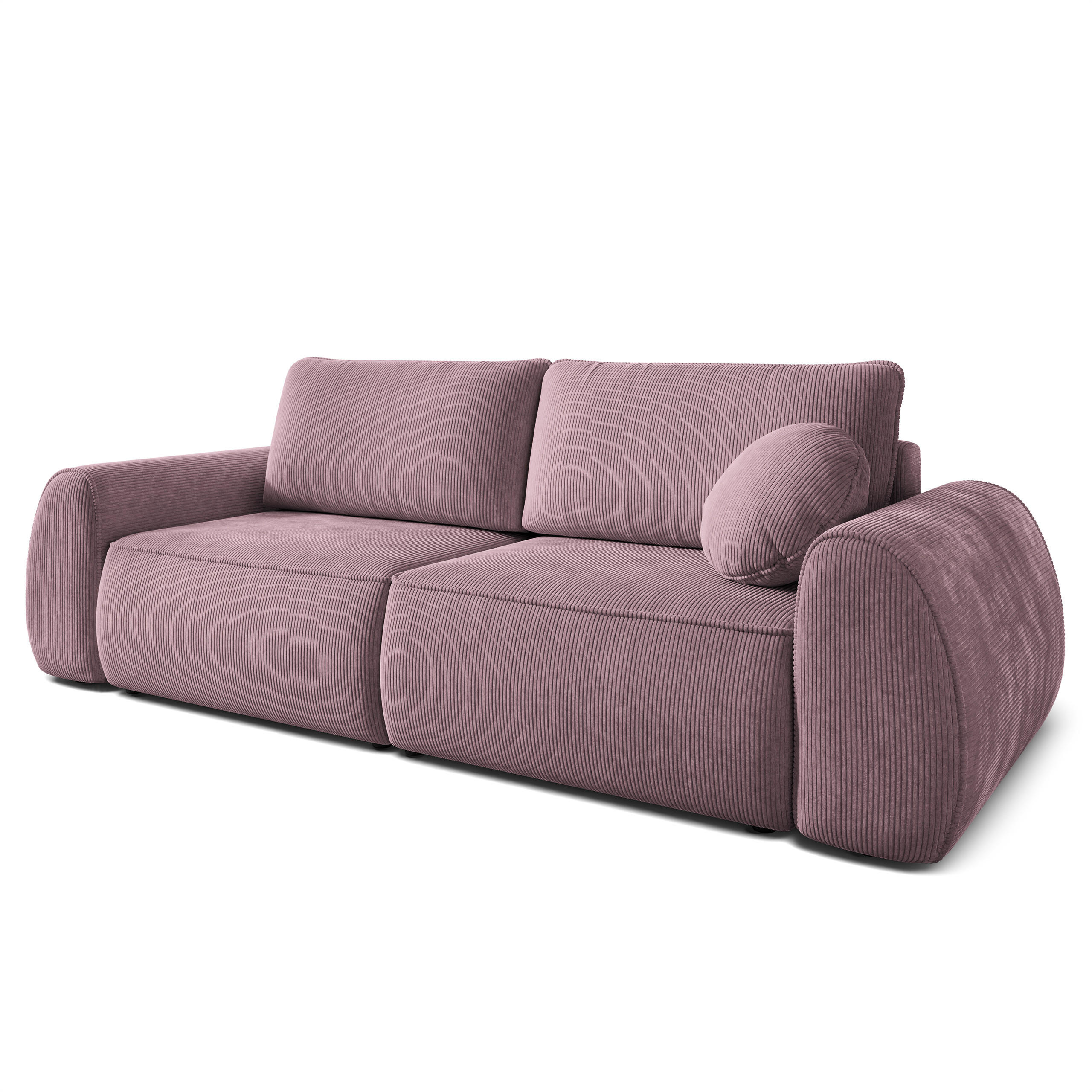 BETTSOFA ZEFEO Lila Kordstoff mit Schlaffunktion - Lila, Textil (264/96/106cm) - MASSENO