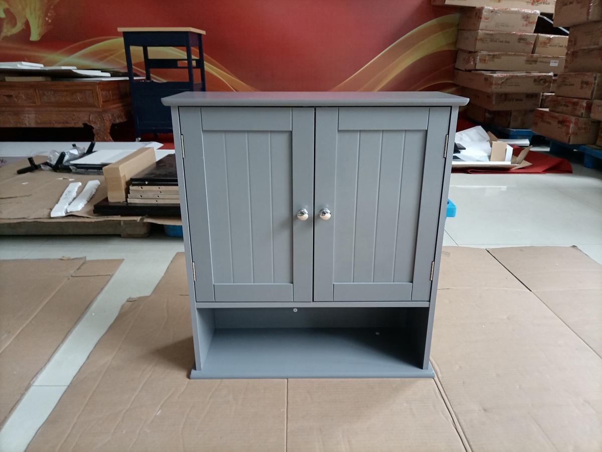 KÜCHENOBERSCHRANK 54.6x19.8x60 cm Hellgrau aus Holzwerkstoff mit 5 verstellbaren Regalen - Hellgrau, Holzwerkstoff (54.6/60/19.8cm) - Modfu